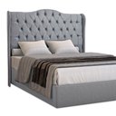 Ver imagem 3 de Cabeceira Estofada 1.60 para Cama Box Queen Capitonê Dubai Suede Cinza - Lh Móveis
