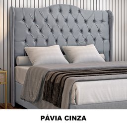 Cabeceira Estofada 1.60 para Cama Box Queen Capitonê Dubai Suede Cinza - Lh Móveis - 6