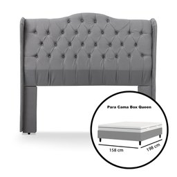 Cabeceira Estofada 1.60 para Cama Box Queen Capitonê Dubai Suede Cinza - Lh Móveis - 7