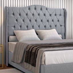Cabeceira Estofada 1.60 para Cama Box Queen Capitonê Dubai Suede Cinza - Lh Móveis - 4