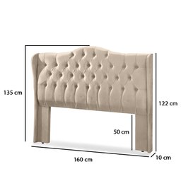 Cabeceira Estofada 1.60 para Cama Box Queen Capitonê Dubai Suede Cappuccino - Lh Móveis - 7
