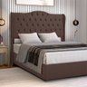 Cabeceira Estofada 1.60 para Cama Box Queen Capitonê Dubai Suede Marrom - Lh Móveis - 1