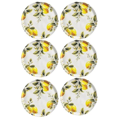 Jogo 6 Pratos de Sobremesa Bio Limonata 21,5cm Porto Brasil Cerâmica Padaria