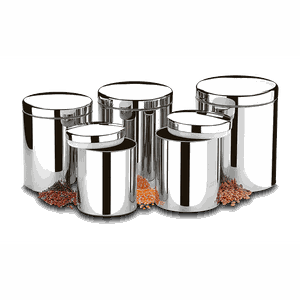 Conjunto de Potes Porta Mantimentos com Tampa Brinox Suprema 5 Peças Inox