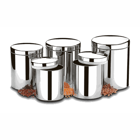Conjunto de Potes Porta Mantimentos com Tampa Brinox Suprema 5 Peças Inox