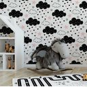 Ver imagem 2 de Papel de Parede Baby Nuvens Pretas e Rosa Bebê - 3,00x0,50m