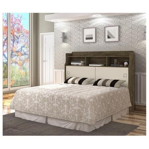 Cabeceira Queen 2 Portas Jessica Castanho Wood/Off White