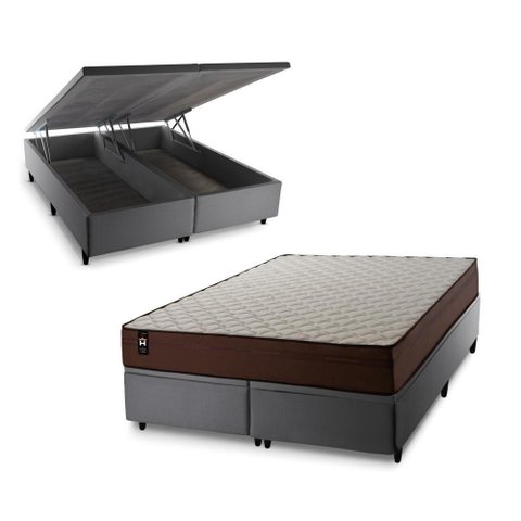Cama Box Baú Atlanta Espuma D45 158x198 Cinza King House