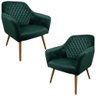 Kit 2 Poltronas Decorativas Versalhes Pés Palito Madeira Veludo Verde - Gran Belo - 1