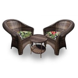 Conjunto de Poltronas Fibra Sintética Bali - 2 Poltronas + 1 Mesa Centro - Tecido Saquarema - 1