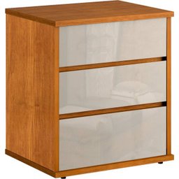 Mesa de Cabeceira 3 Gavetas Telescópicas Mdf - Grécia-nature/off - Bianchi Móveis - 1 Mesa de Cabeceira 3 Gavetas Telescópicas Mdf - Grécia-nature/off - Bianchi Móveis - 1