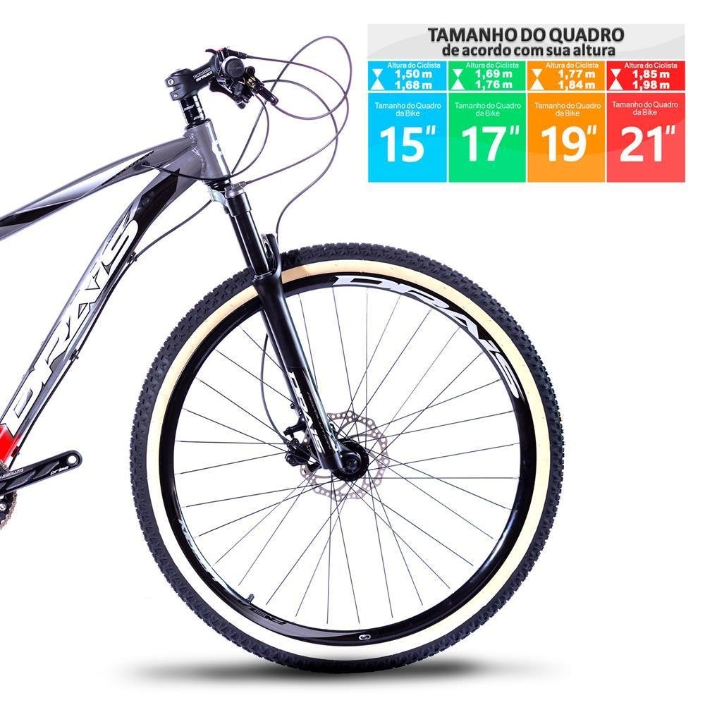 Bicicleta 12 Velocidade Drais Aro 29 Revolution Shimano 19" Grafite/Vermelho - 319 - 6