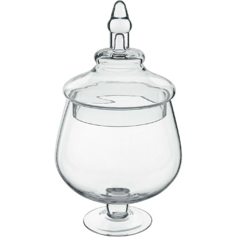 Potiche Decorativo Bomboniere Home&co com Tampa Vidro 26x19x19cm Transparente