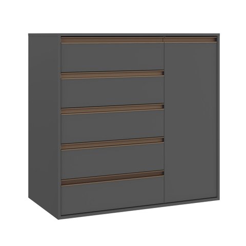 Cômoda 5 Gavetas 1 Porta Multiuso Mdf Select Belmax:titânio