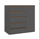 Ver imagem 1 de Cômoda 5 Gavetas 1 Porta Multiuso Mdf Select Belmax:titânio