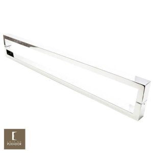 Puxador Para Portas Duplo em Aço Inox 304 Modelo Greco Polido Brilhante para portas: pivotantes/ - A