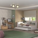 Ver imagem 2 de Conjunto Quarto Bicama com Colchão e Baú/prateleira/escrivaninha Multimóveis Mp4228 Branco/rustic
