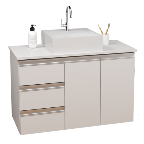 Balcão Móvel Gabinete Mdf Armário Banheiro Tampo/cuba 80cm Esquerdo com Fundo