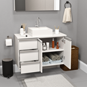 Ver imagem 2 de Balcão Móvel Gabinete Mdf Armário Banheiro Tampo/cuba 80cm Esquerdo com Fundo