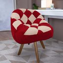 Ver imagem 1 de Poltrona Paloma Escritório Sala Giratória Madeira Suede Vermelho e Suede Bege Rosado - Dominic Decor
