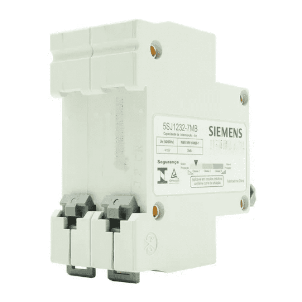 DISJUNTOR BIFÁSICO BIPOLAR MINI DIN CURVA C 5SJ1 SIEMENS:32A - 3