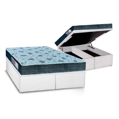 Cama Box Baú King: Colchão Espuma D45 Orthoflex / Ep Cecina + Base Crc Courano White(193x203)