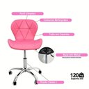 Ver imagem 6 de Cadeira de Escritório com Base Giratória Estofada Slim Vegas Rosa
