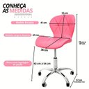 Ver imagem 3 de Cadeira de Escritório com Base Giratória Estofada Slim Vegas Rosa