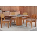 Ver imagem 1 de Sala Jantar Mesa Maldivas Tampo C/ Vidro Curvo 90cm+4 Cadeiras Havana Naturale/off White - Linho