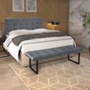 Ver imagem 1 de Cabeceira Box Casal Estofada 1,40 e Recamier Banco Dacar Cinza