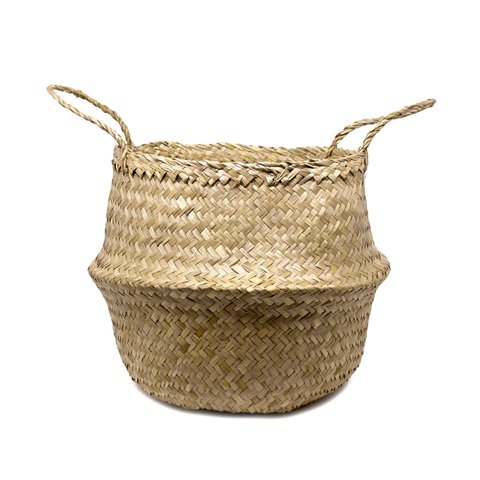 Cesto de Fibra Natural Decorativa 2 em 1 31x32x 35cm - D’Rossi