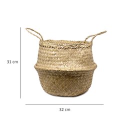 Cesto de Fibra Natural Decorativa 2 em 1 31x32x 35cm - D'Rossi - 6