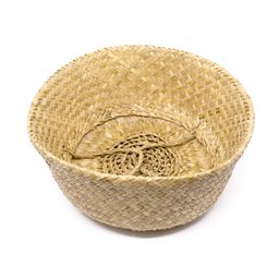 Cesto de Fibra Natural Decorativa 2 em 1 31x32x 35cm - D'Rossi - 4
