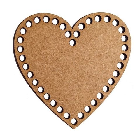 Kit 20 Base Coração 25cm em Mdf Cru para Cesto Crochê Fio de Malha