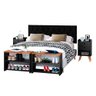 Conjunto Quarto Cabeceira Paris 1.60 - Preto / 2 Mesas Cab Bento - Preto e Kit Sapateira Safira - 6