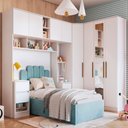 Ver imagem 1 de Quarto Completo Solteiro 8 Portas Modulado Urban Branco - Móveis Castro