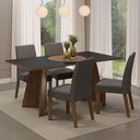 Ver imagem 1 de Conjunto Sala de Jantar Mesa Tampo de Madeira 4 Cadeiras Madesa Rustic-preto-silver