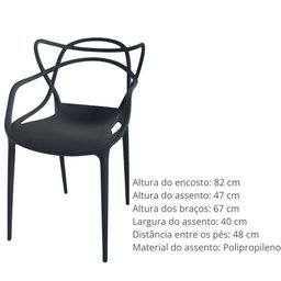 Kit com 8 Cadeiras Allegra Ana Maria Masters Jantar Cozinha Jardim Empilhável Preta - 5