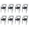 Kit com 8 Cadeiras Allegra Ana Maria Masters Jantar Cozinha Jardim Empilhável Preta - 1