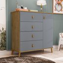 Ver imagem 1 de Cômoda Sapateira Jujuba MDF Nature e Cinza Organizador Infantil Quarto Criança Moderno Compacto