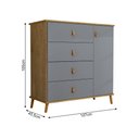 Ver imagem 4 de Cômoda Sapateira Jujuba MDF Nature e Cinza Organizador Infantil Quarto Criança Moderno Compacto