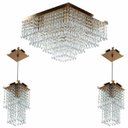 Ver imagem 1 de Kit 1 Lustre Cristal Acr Dream + 2 Pendentes Spark Cobre