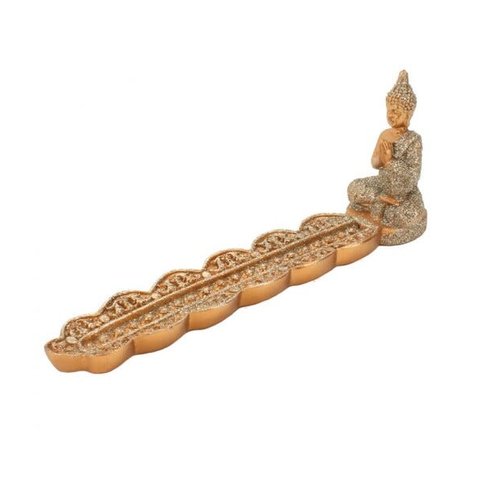QMH15536-48-M | Buda Dourado Barco INCENSARIO 19.5cm