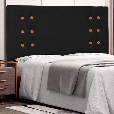 Cabeceira Gênova Para Cama Box Solteiro 90cm Corino Preto