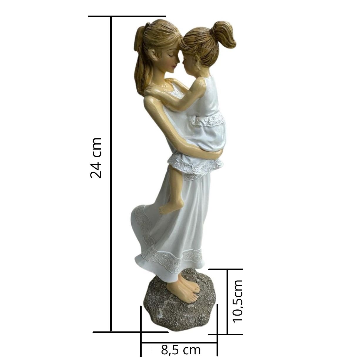 Estatua Escultura Amor Mãe e Filha Dia Das Mães Decoração Luxo Espressione Escultura Mãe Filha, Esta - 2