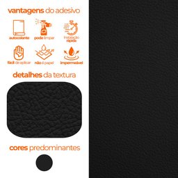 Adesivo Revestimento Moveis Parede Couro Preto 50 X 137cm - 3