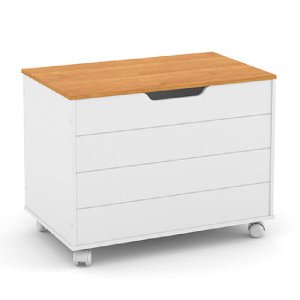 Baú Infantil Toy Matic Cor Branco Soft/Freijó