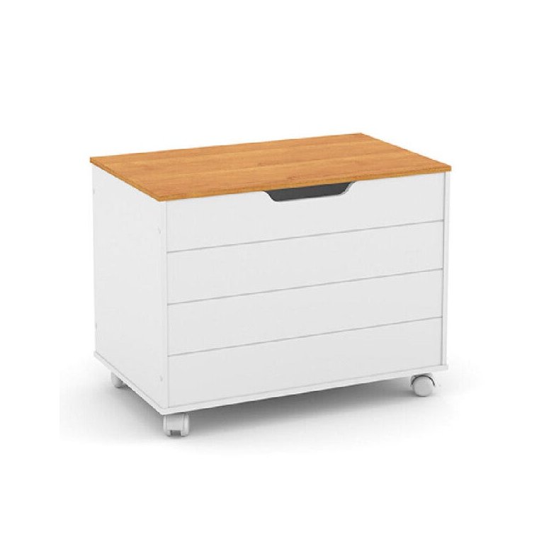 Baú Infantil Toy Matic Cor Branco Soft/Freijó