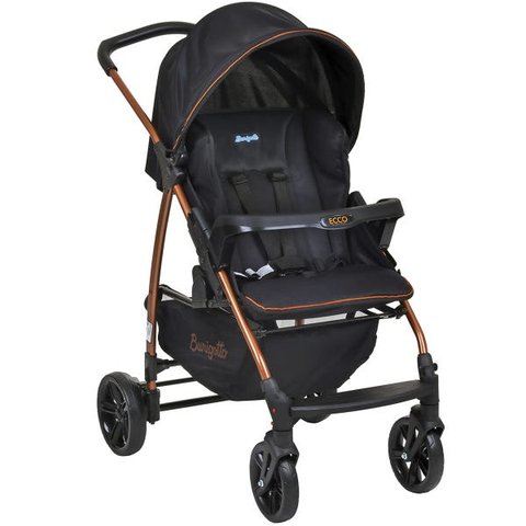 Carrinho de Bebê Passeio Reclinavel Nascimento Até 15 Kg Ecco Burigotto Preto Cobre