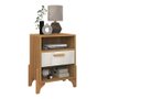 Ver imagem 2 de Mesa de Cabeceira com 1 Gaveta e Pes de Madeira Natural:freijo Off White